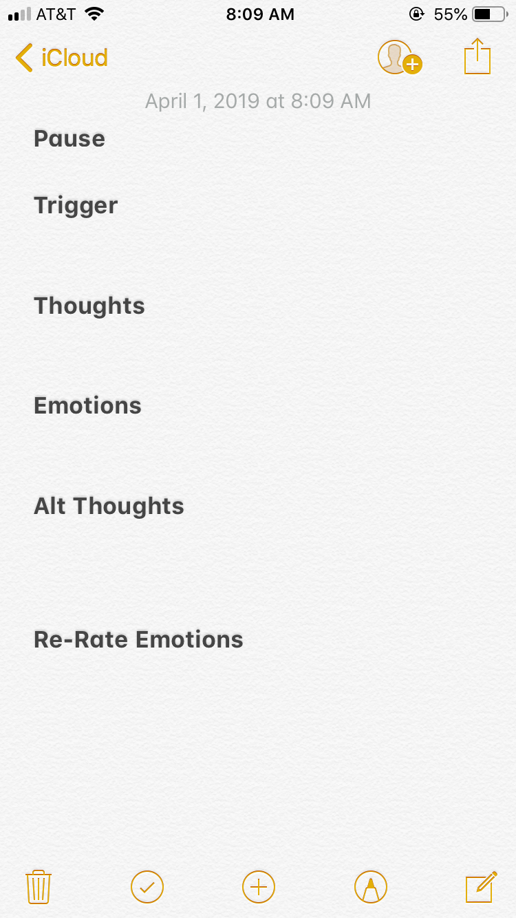 negative automatic thoughts worksheet