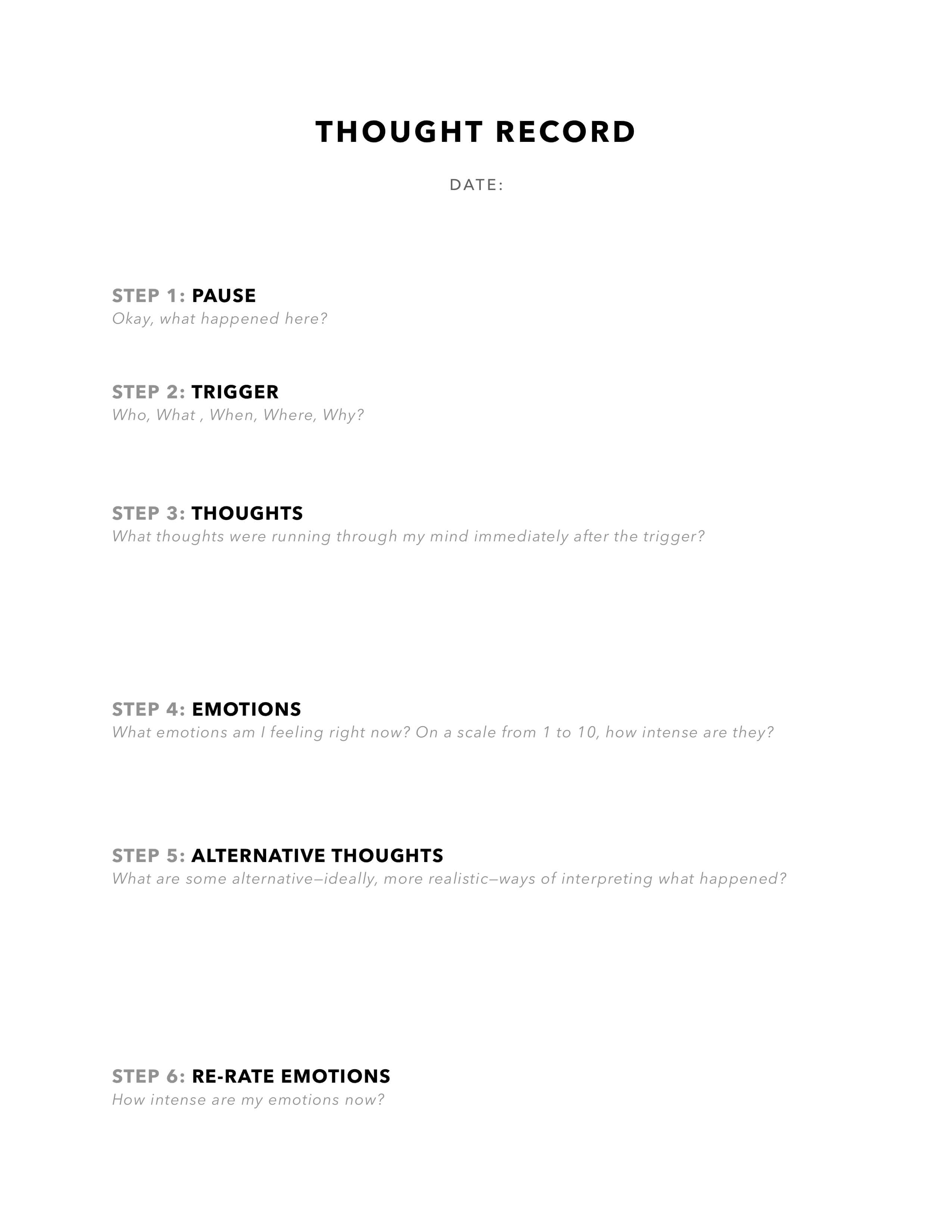 Cognitive Restructuring Worksheets / Writing Using Cognitive